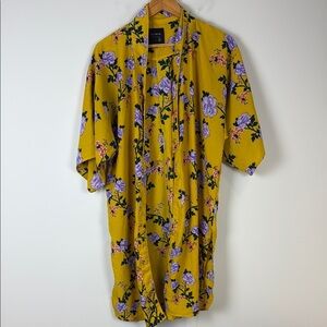 Cotton-On Floral Yellow Kimono Jacket Size Extra Small